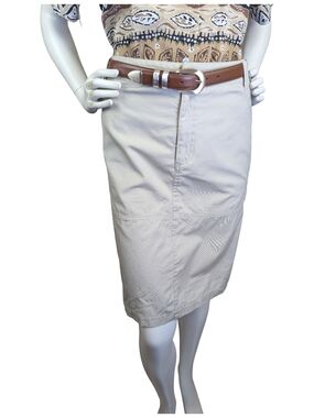 Vintage Jessica Sport Beige Cotton Cargo Midi Skirt Plus Size 16 Utility Safari